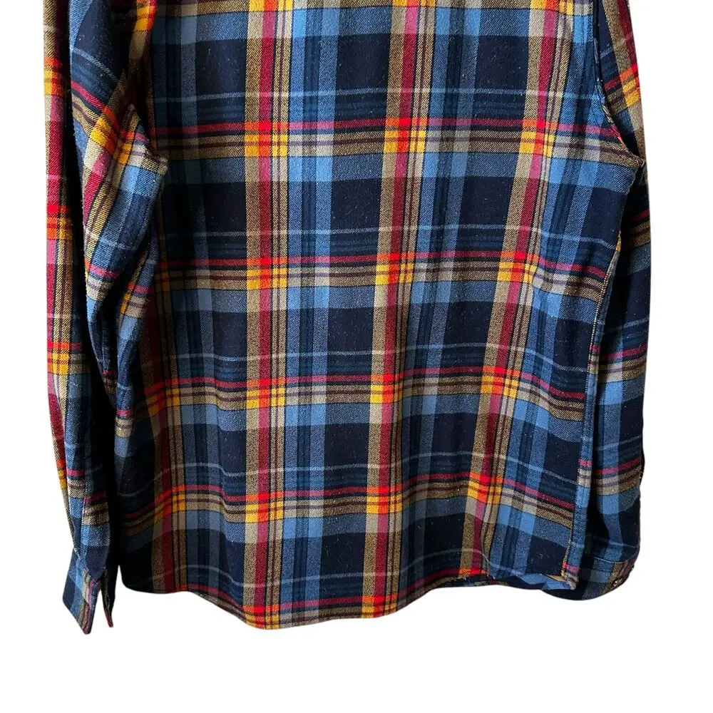 Banana Republic Mens Flannel Standard Plaid Long Sleeve Button Up Blue Multi L